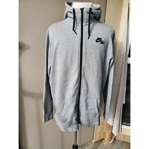 Nike Air Hoodie Mens XXL Gray French Terry Full Zip High Neck Athleisure Sports